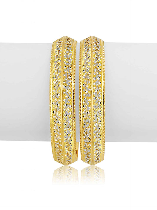 22k Wide Fancy Two Tone Bangles 57.31g