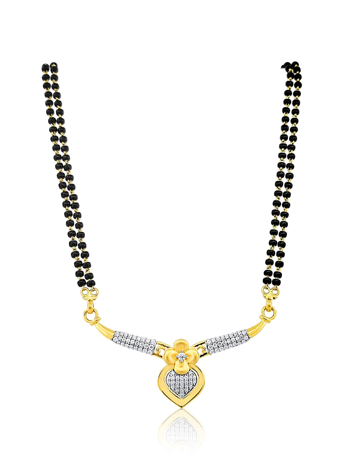 22k Cubic Zirconia Floral Heart Mangalsutra 15.98g