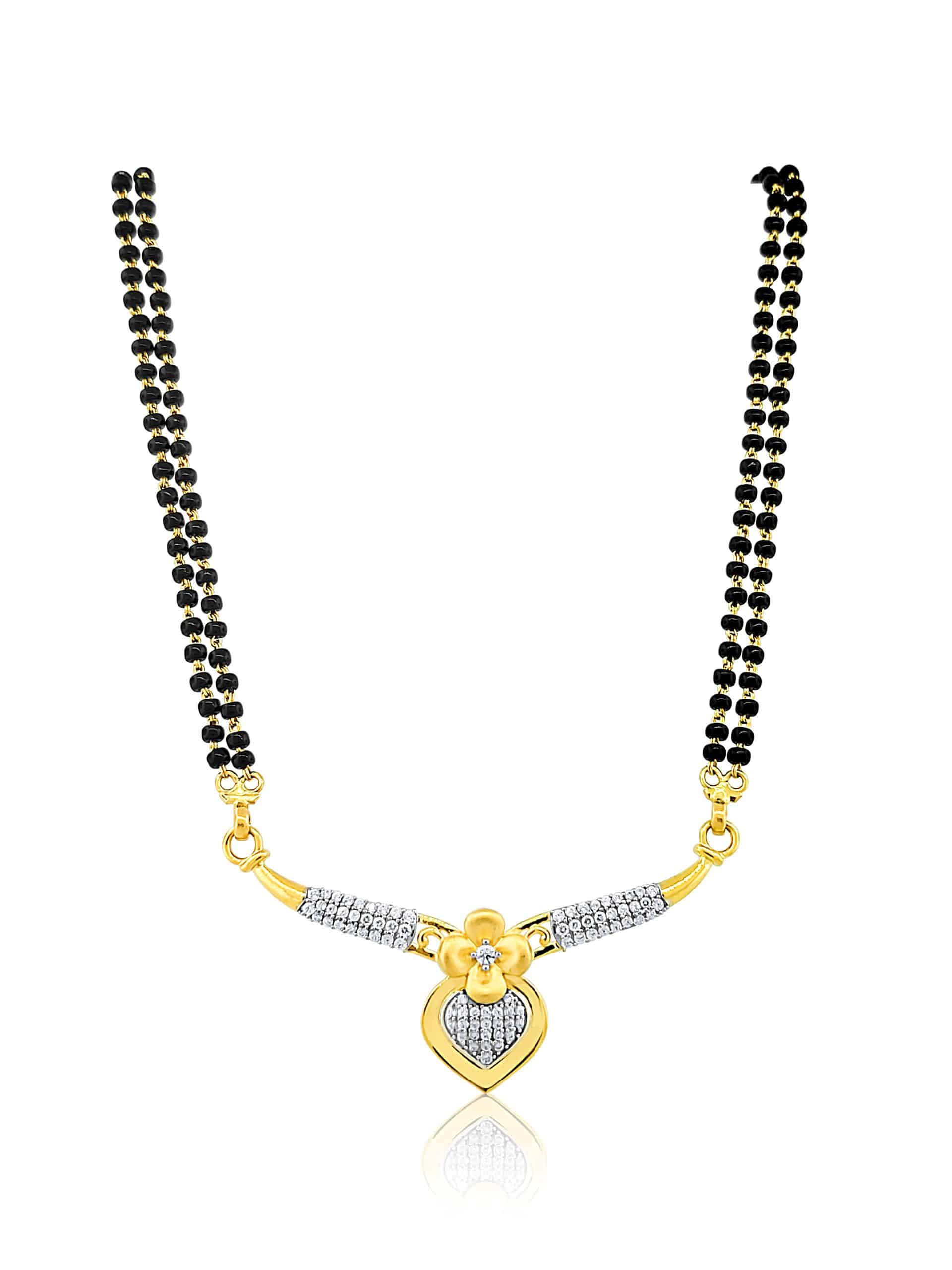 22k Cubic Zirconia Floral Heart Mangalsutra 15.98g