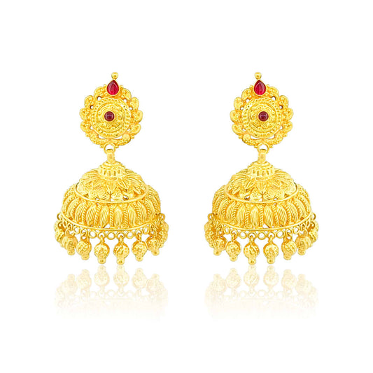 22k Ruby Detailed Jhumka Earrings 19.54g