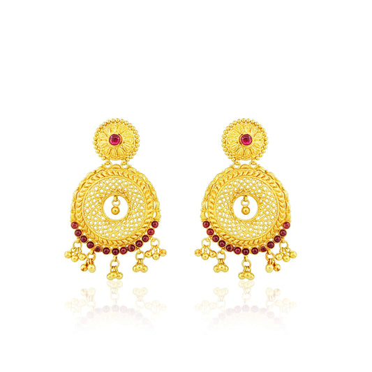 22k Ruby Disk Earrings 17.5g