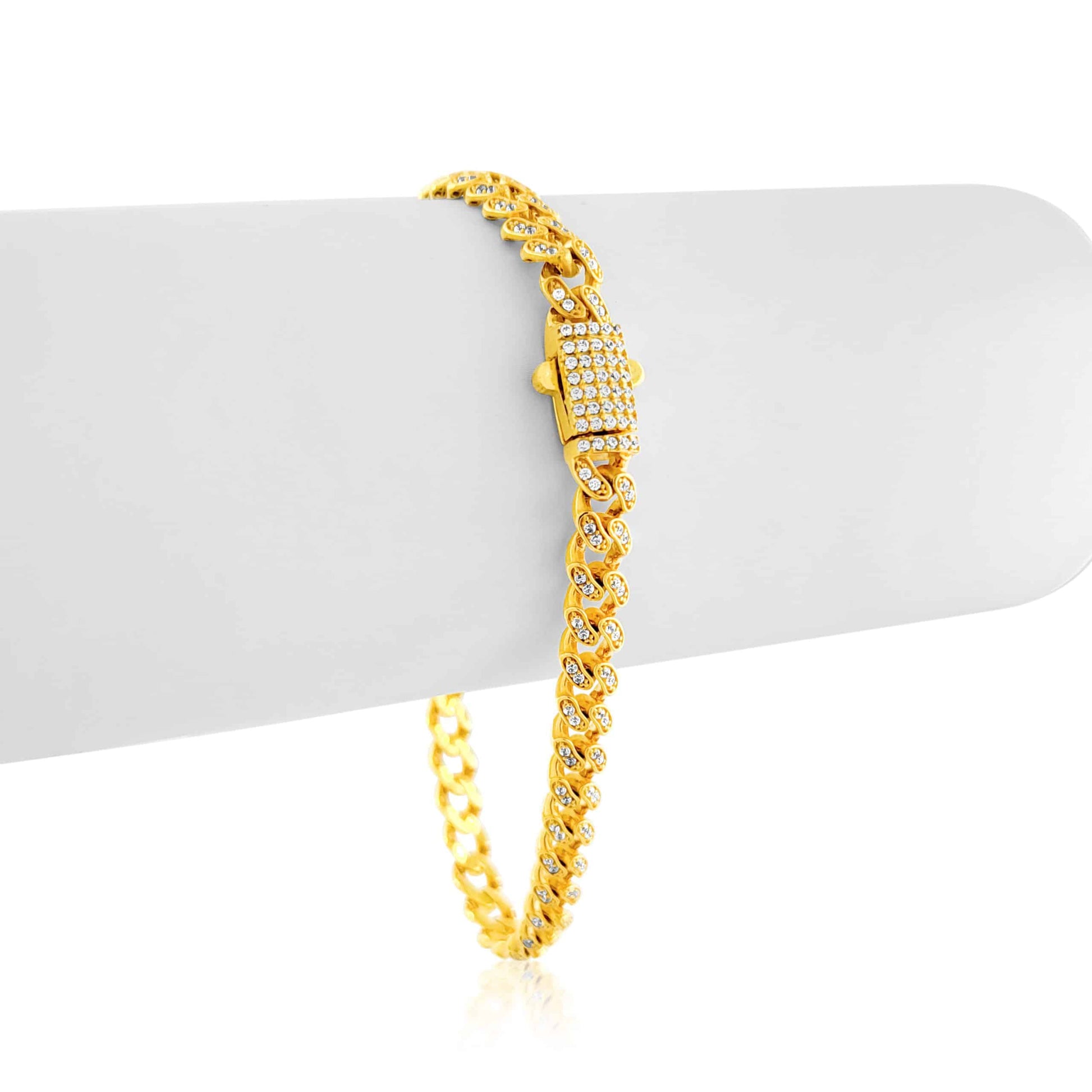 22k Cubic Zirconia Curb Bracelet 16.93g
