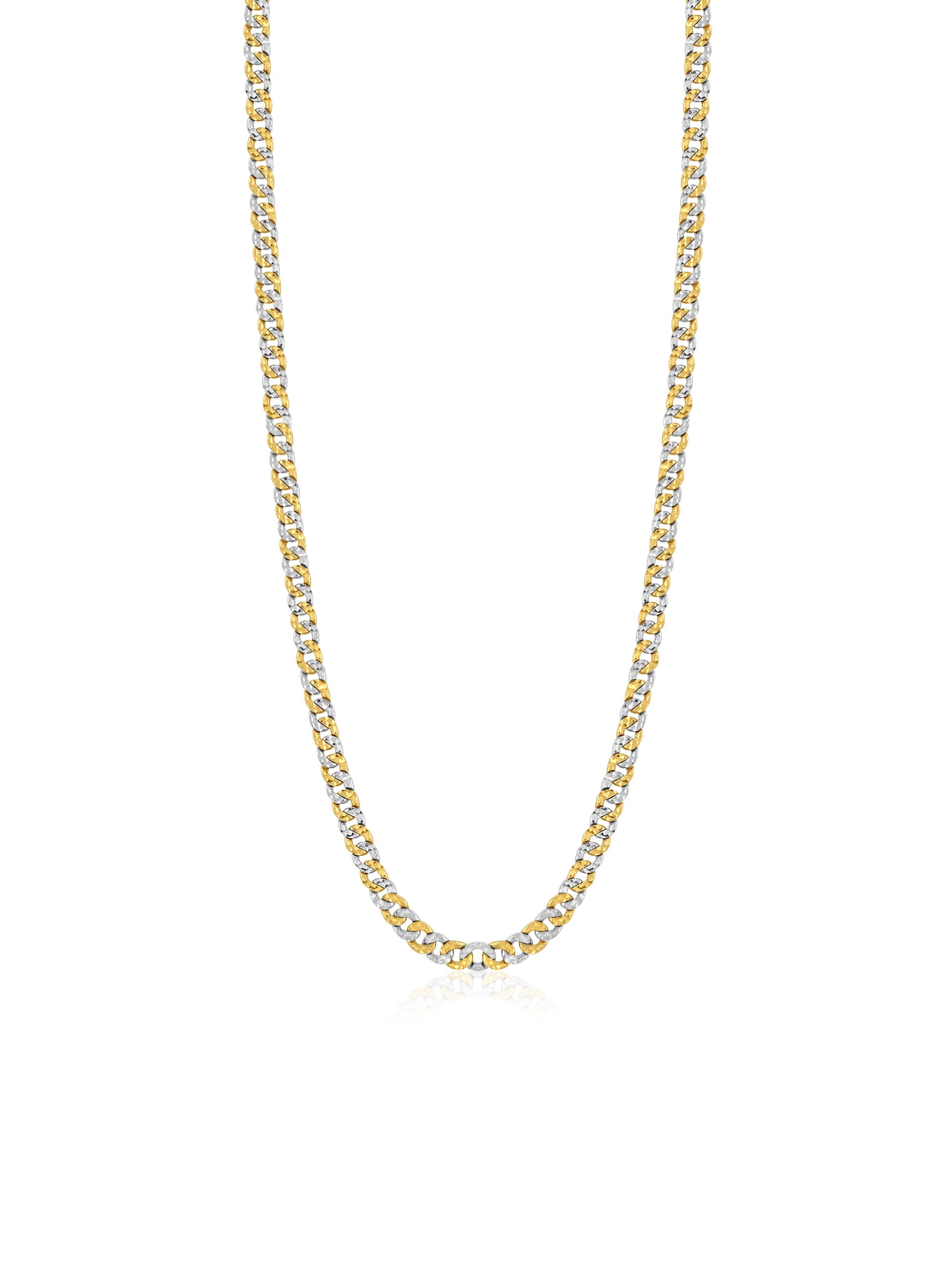 22k Two Tone Diamond Cut Curb Chain 29.7g-50cm