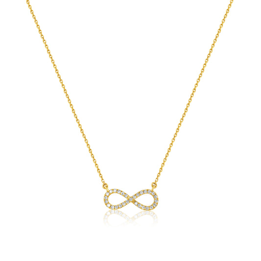 22k Infinity Design Cubic Zirconia Necklace 6.82g