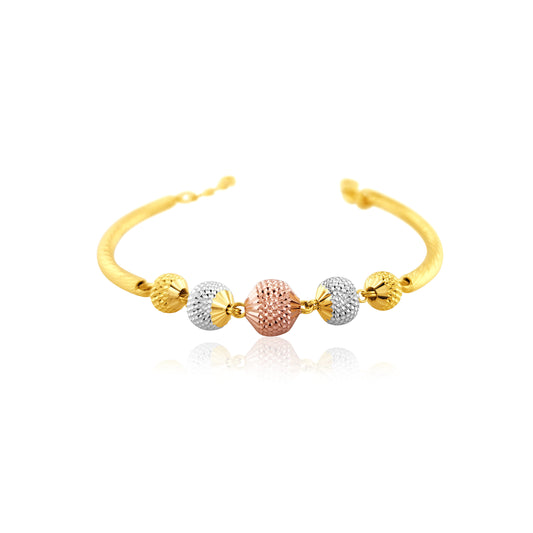 22k Three Tone Ball Detailed Bracelet 8.62g