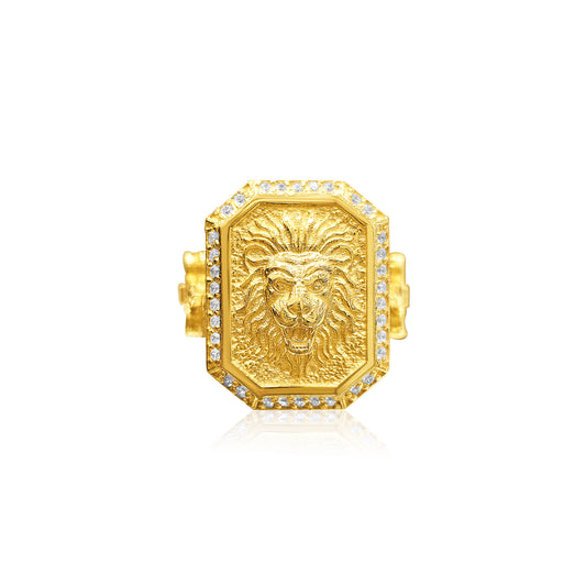 22k Cubic Zirconia Lion Head Ring 20g