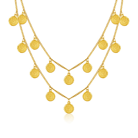 22k Layered Coin Necklace 11.53g