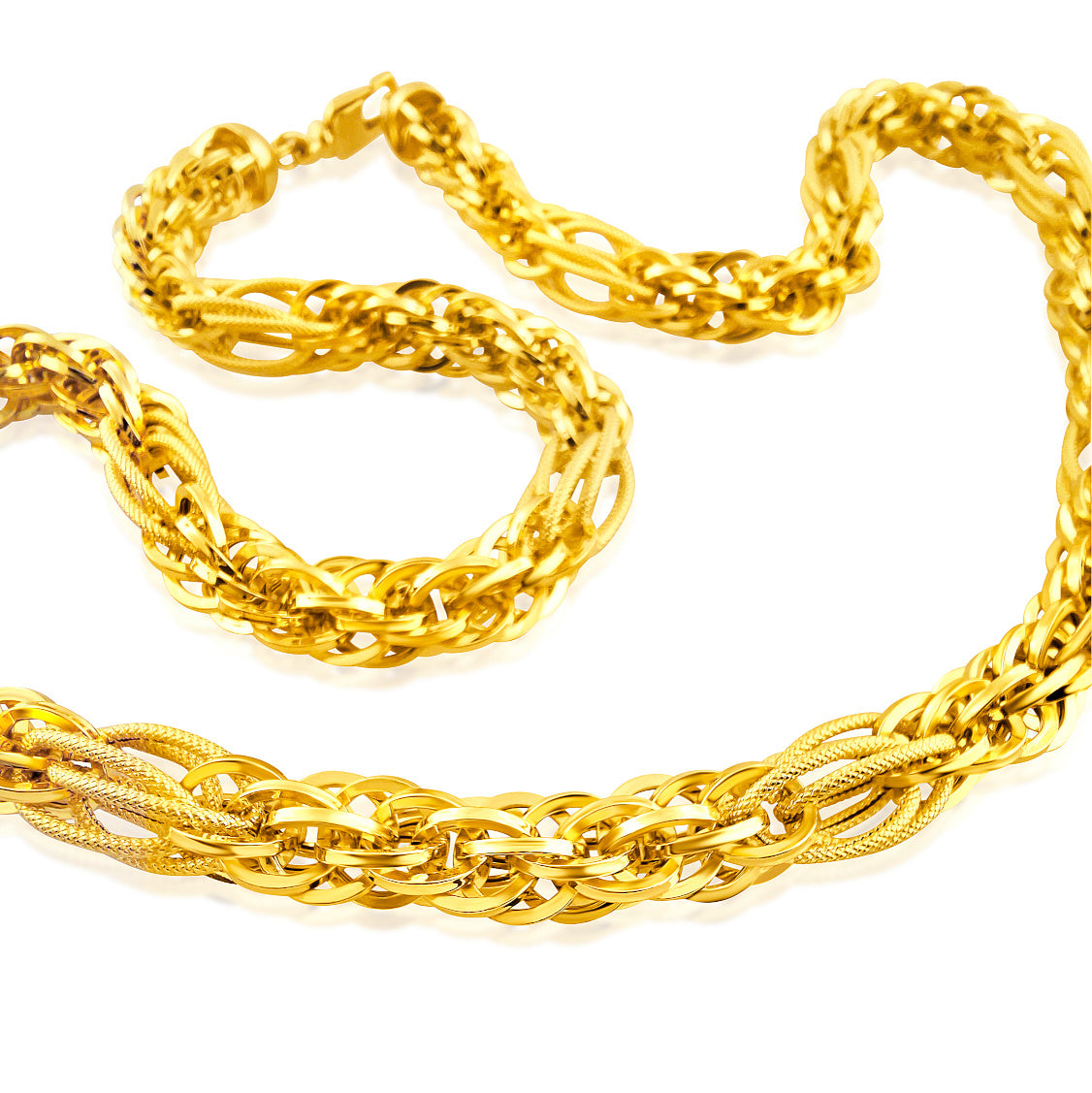 22k Entwined Twisted Design Chain 73.8g-55cm
