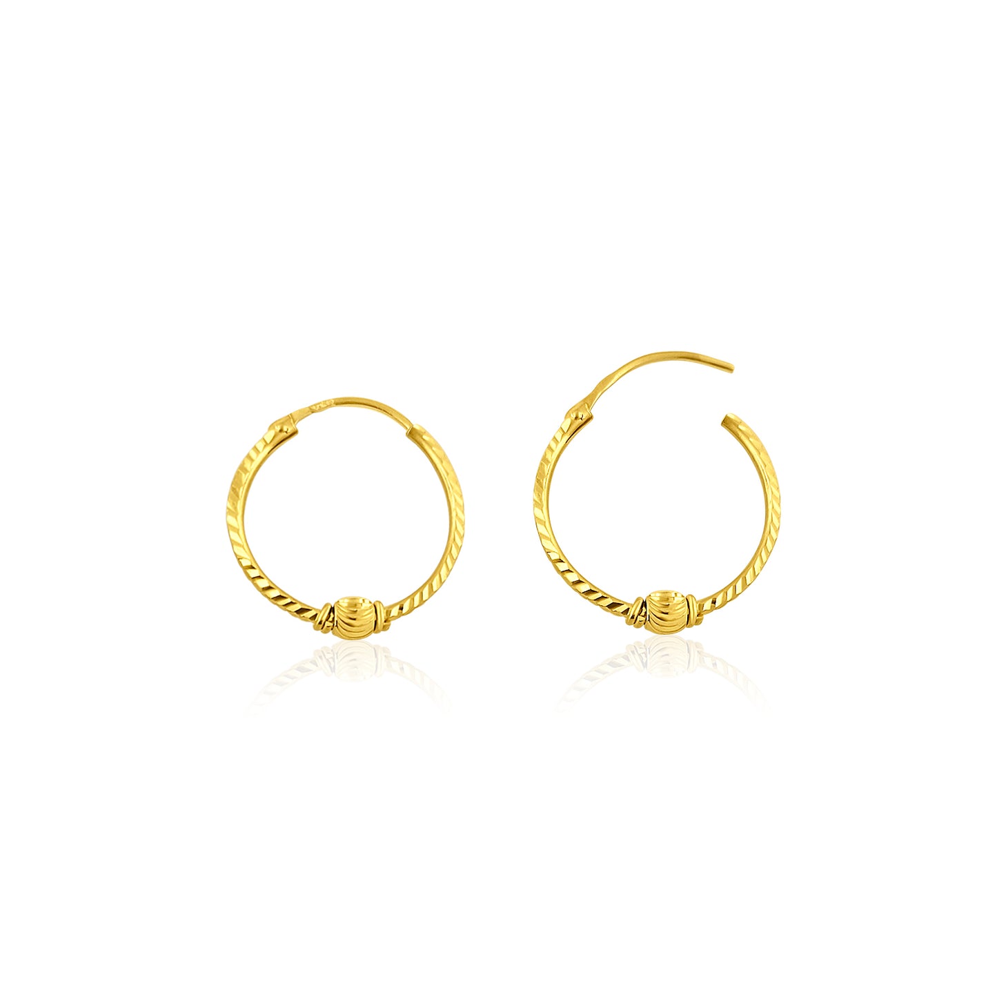 22k Simple Ball Detail Hoop Earrings 2.5g