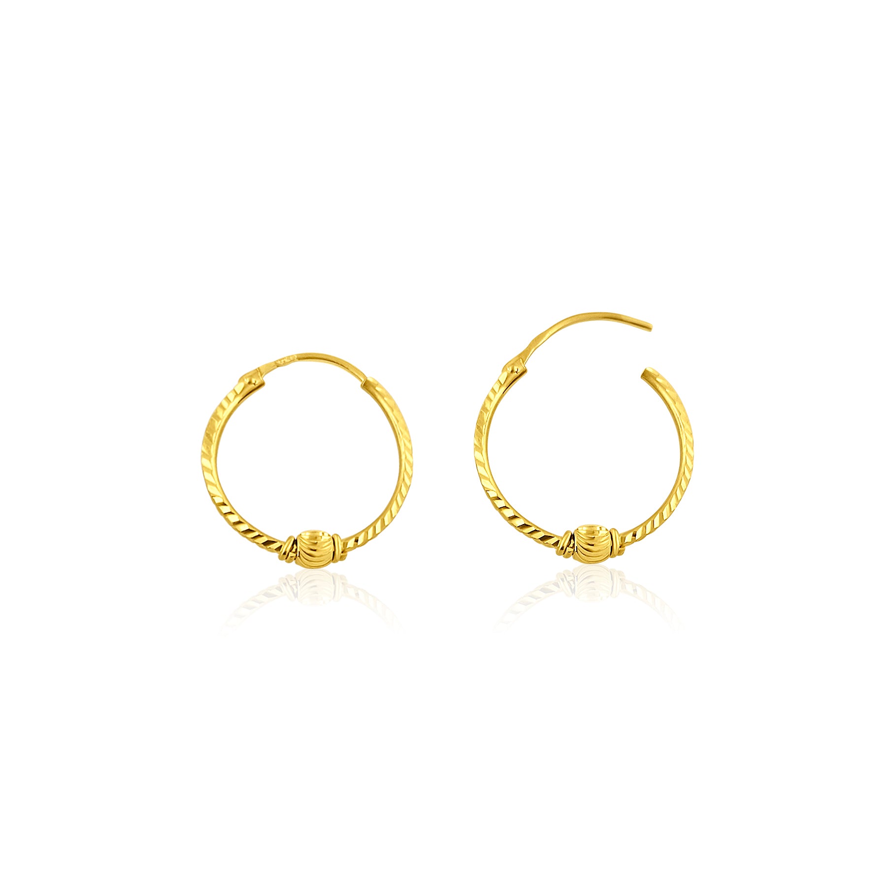 22k Simple Ball Detail Hoop Earrings 2.5g