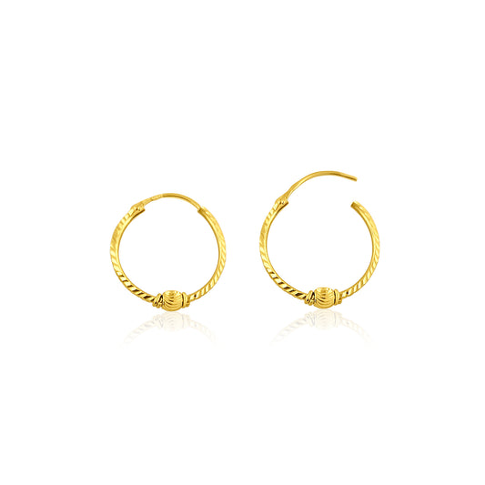 22k Simple Ball Detail Hoop Earrings 2.5g