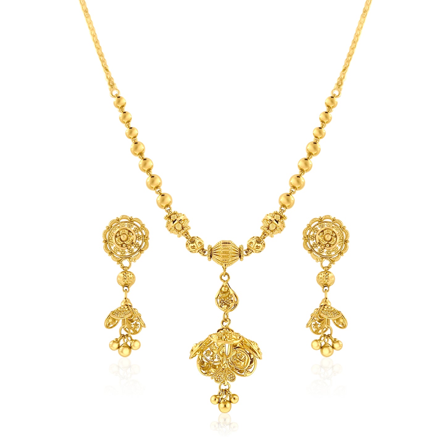 22k Floral Dome Dangly Set 17.32g