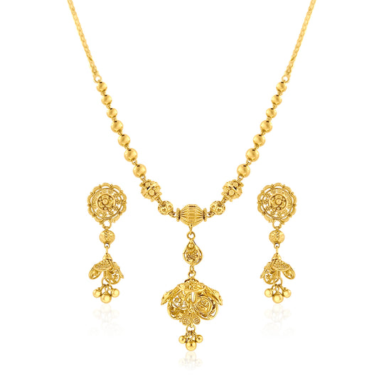 22k Floral Dome Dangly Set 17.32g