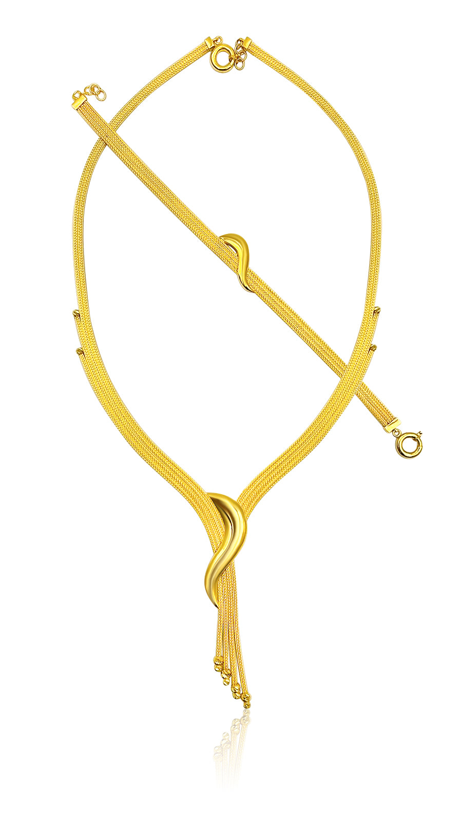 22k Twist Draped Necklace And Bracelet Set 44g