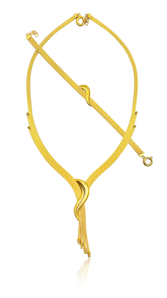 22k Twist Draped Necklace And Bracelet Set 44g