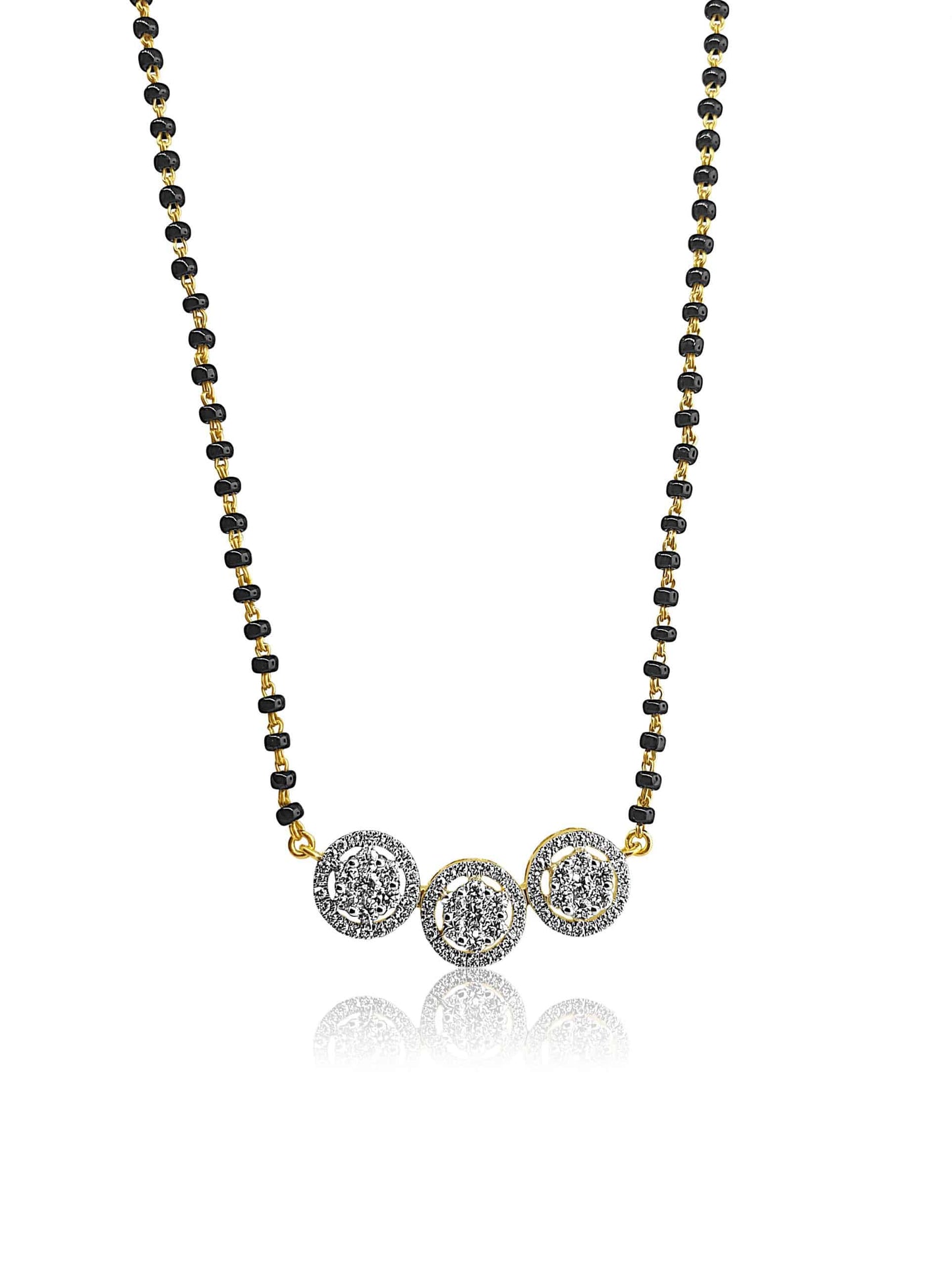 18k Diamond Triple Flower Design Mangalsutra 8g