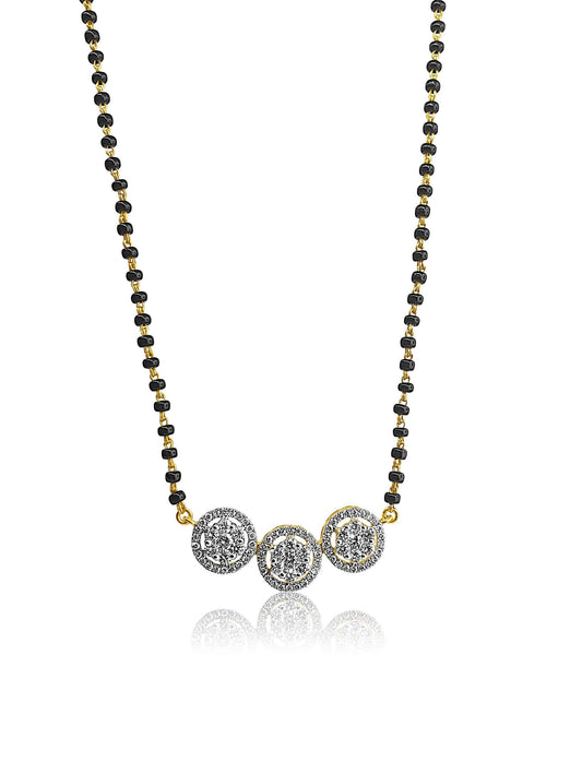 18k Diamond Triple Flower Design Mangalsutra 8g