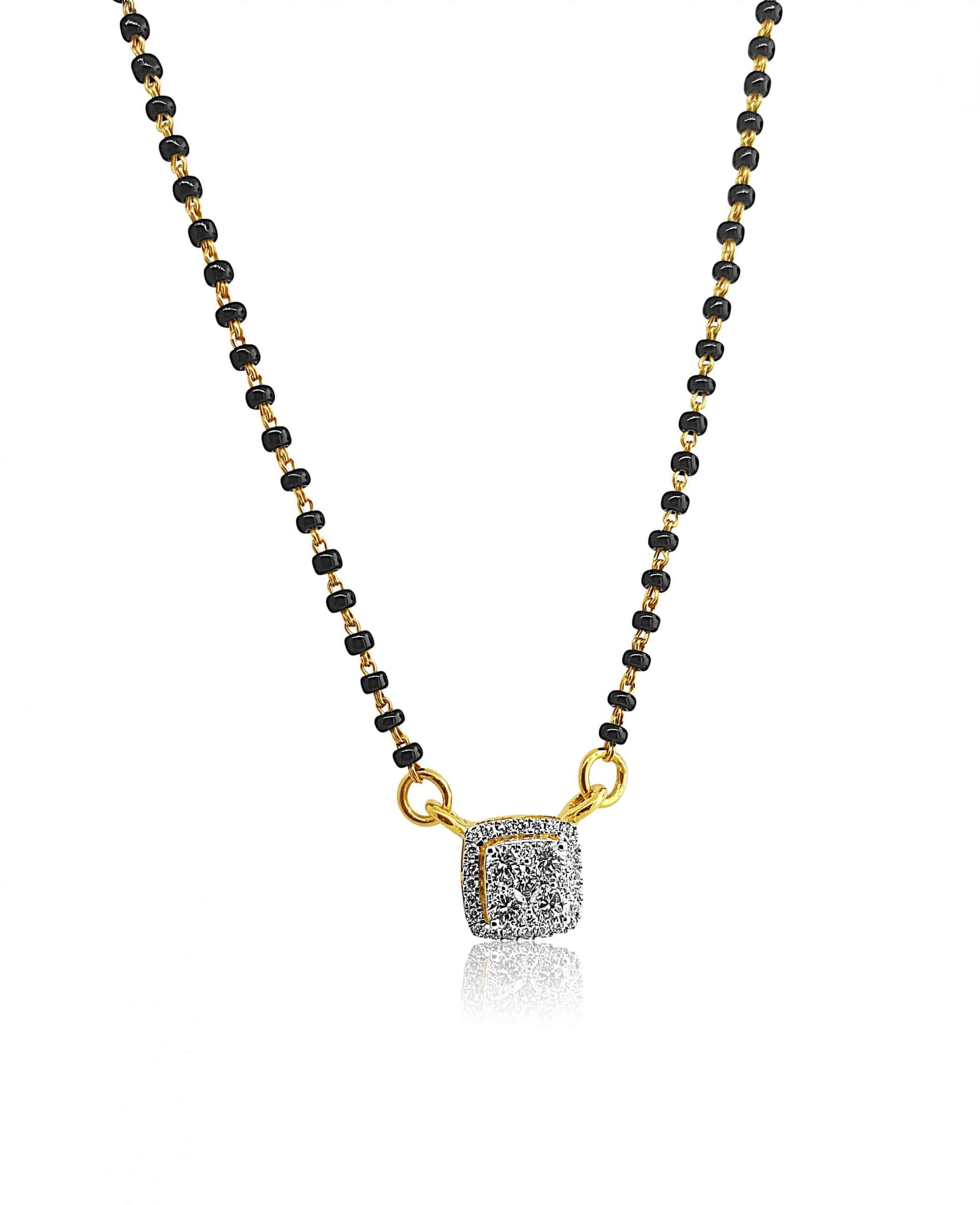 18k Square Diamond Mangalsutra Necklace 5.89g