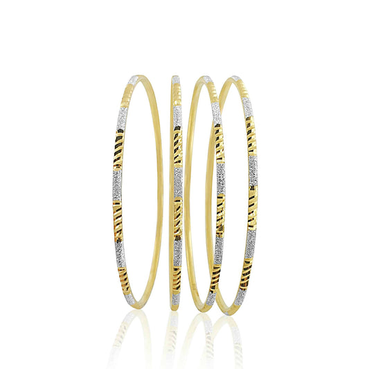 22k Thin Two Tone Diamond Cut Bangles 40g