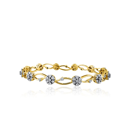 18k Flower Design Diamond Bracelet 14.21g