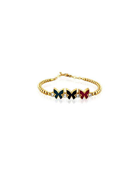 22k Multi Coloured Butterfly Baby Bracelet 7.5g