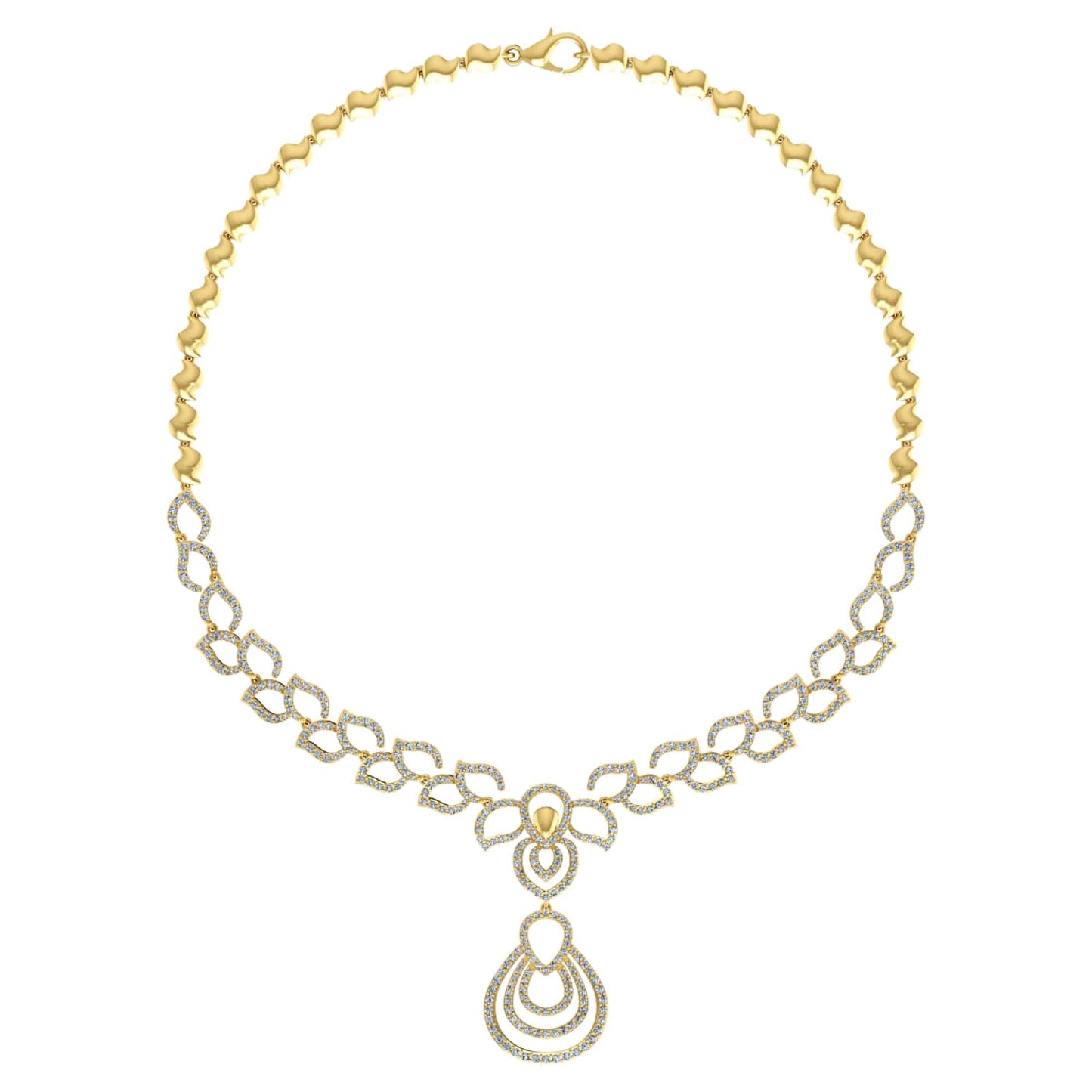 18k Diamond Drop Leaf Fancy Necklace 23.36g