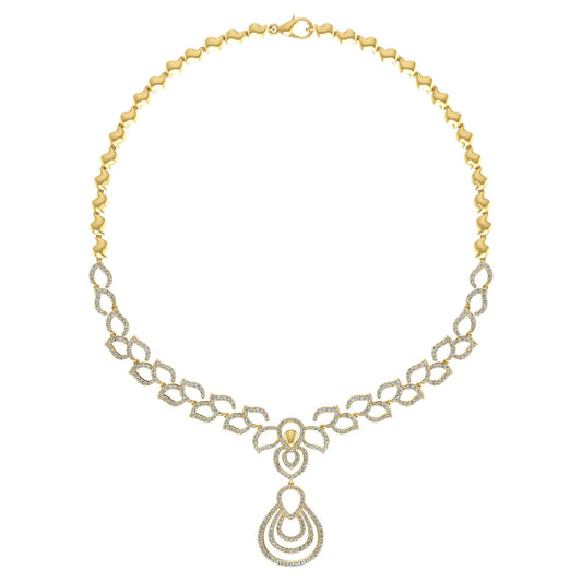 18k Diamond Drop Leaf Fancy Necklace 23.36g