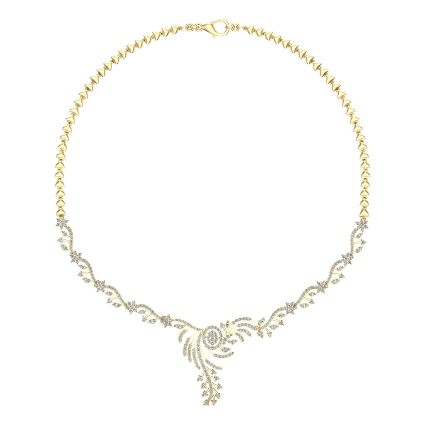 18k Diamond Floral Design Necklace 20.21g