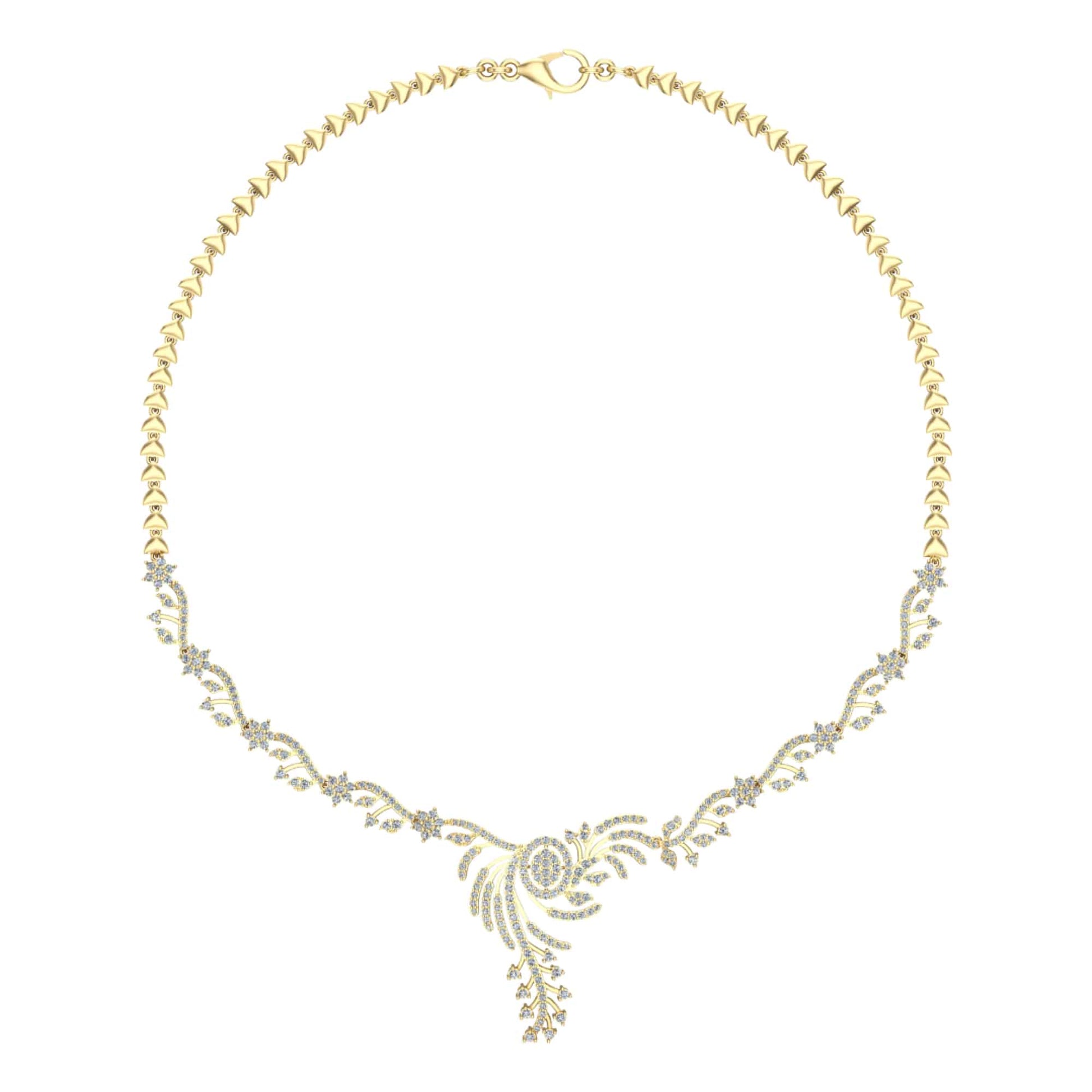 18k Diamond Floral Design Necklace 20.21g