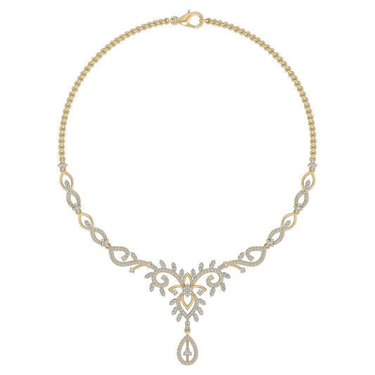 18k Diamond Swirl Tear Drop Necklace 13.99g