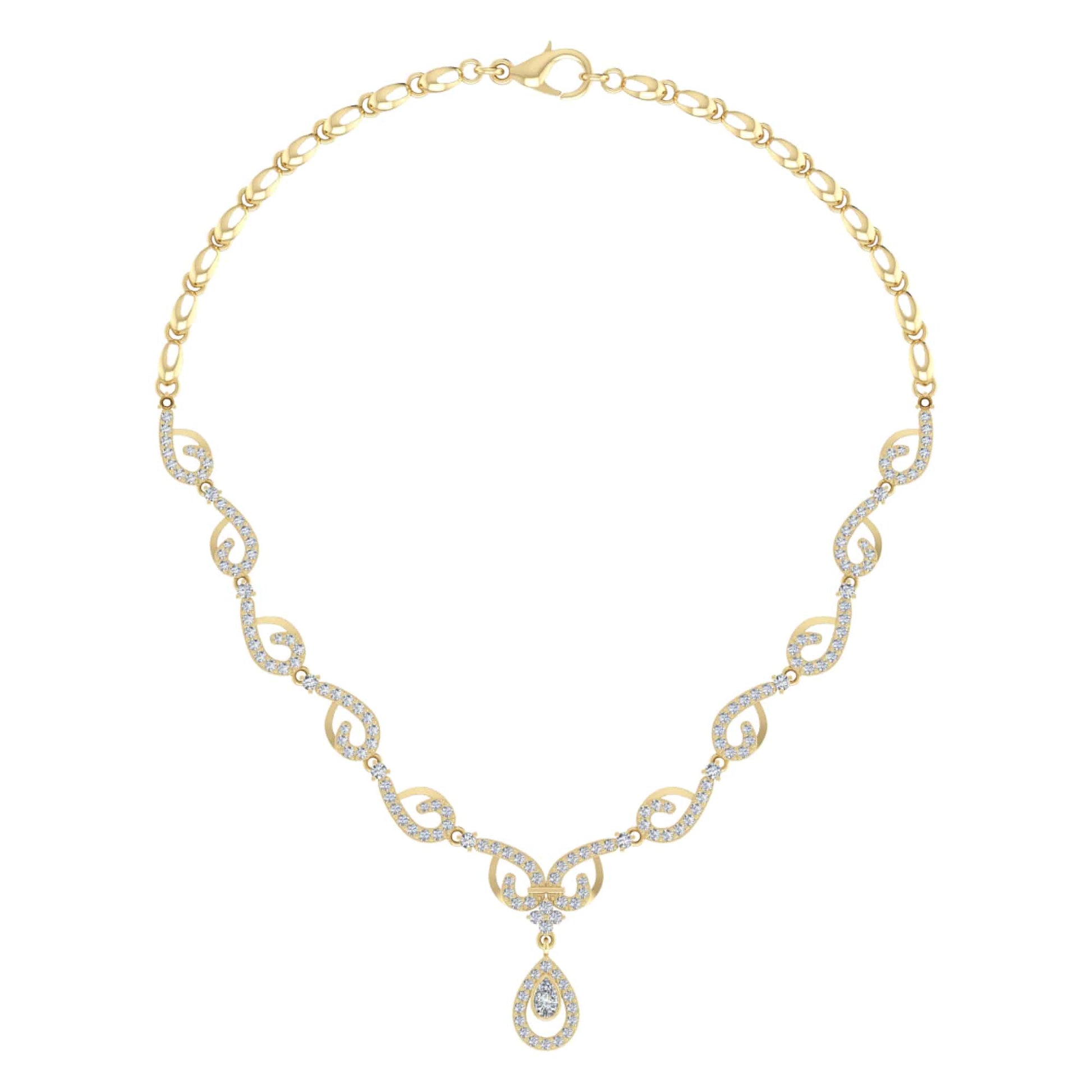 18k Diamond Swirl Detail Necklace 17.37g