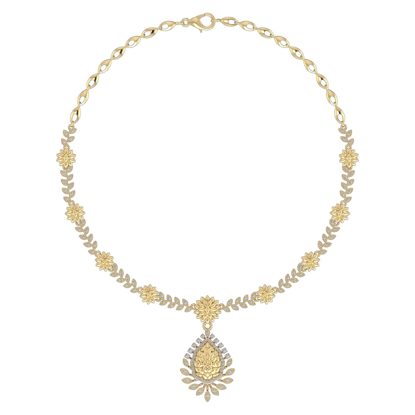 18k Diamond Fancy Large Tear Drop Necklace 18.40g