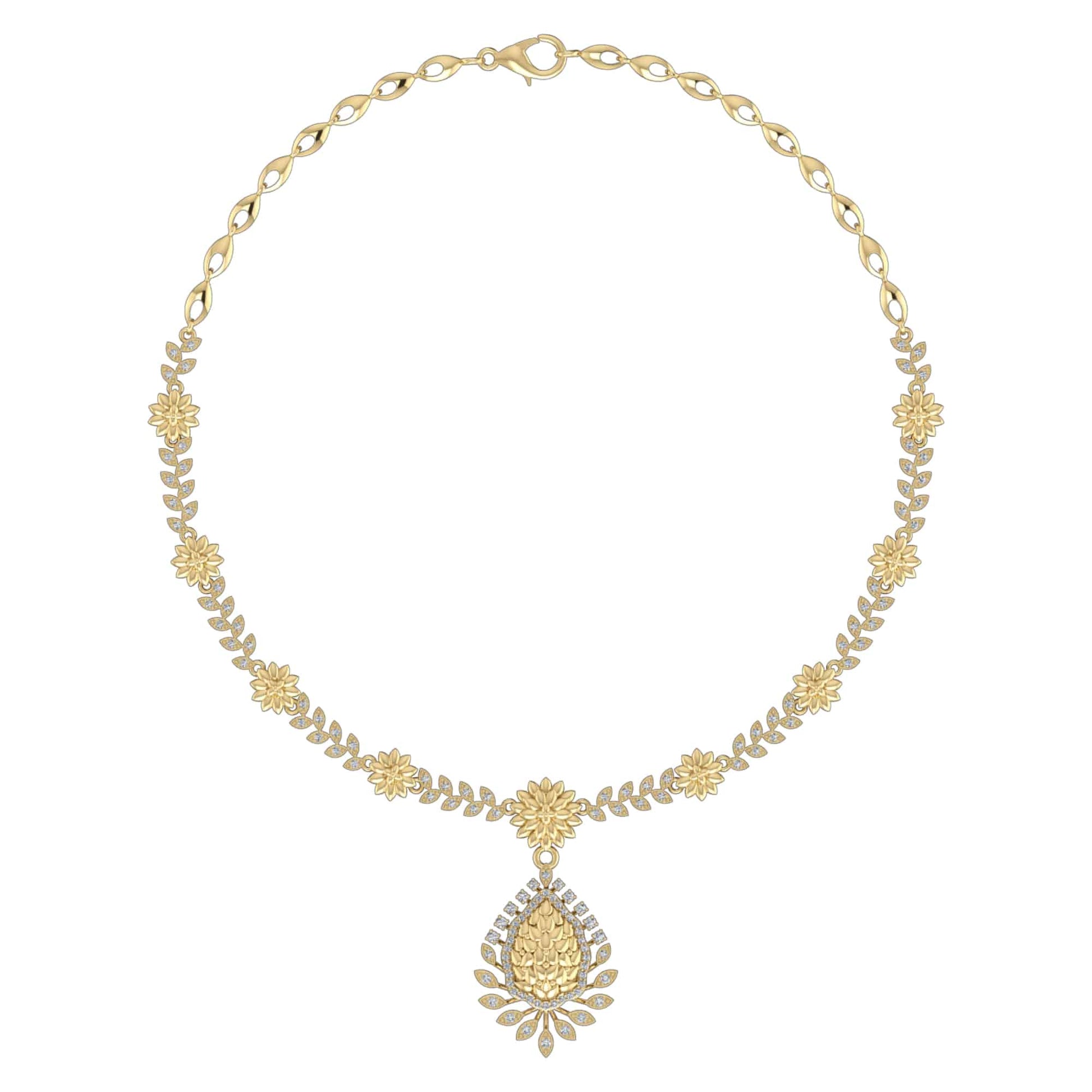 18k Diamond Fancy Large Tear Drop Necklace 18.40g