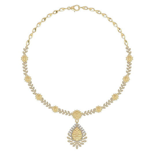 18k Diamond Fancy Large Tear Drop Necklace 18.40g