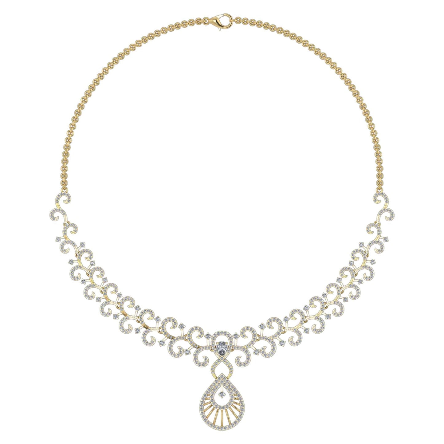 18k Diamond Fancy Swirl Necklace 23.36g
