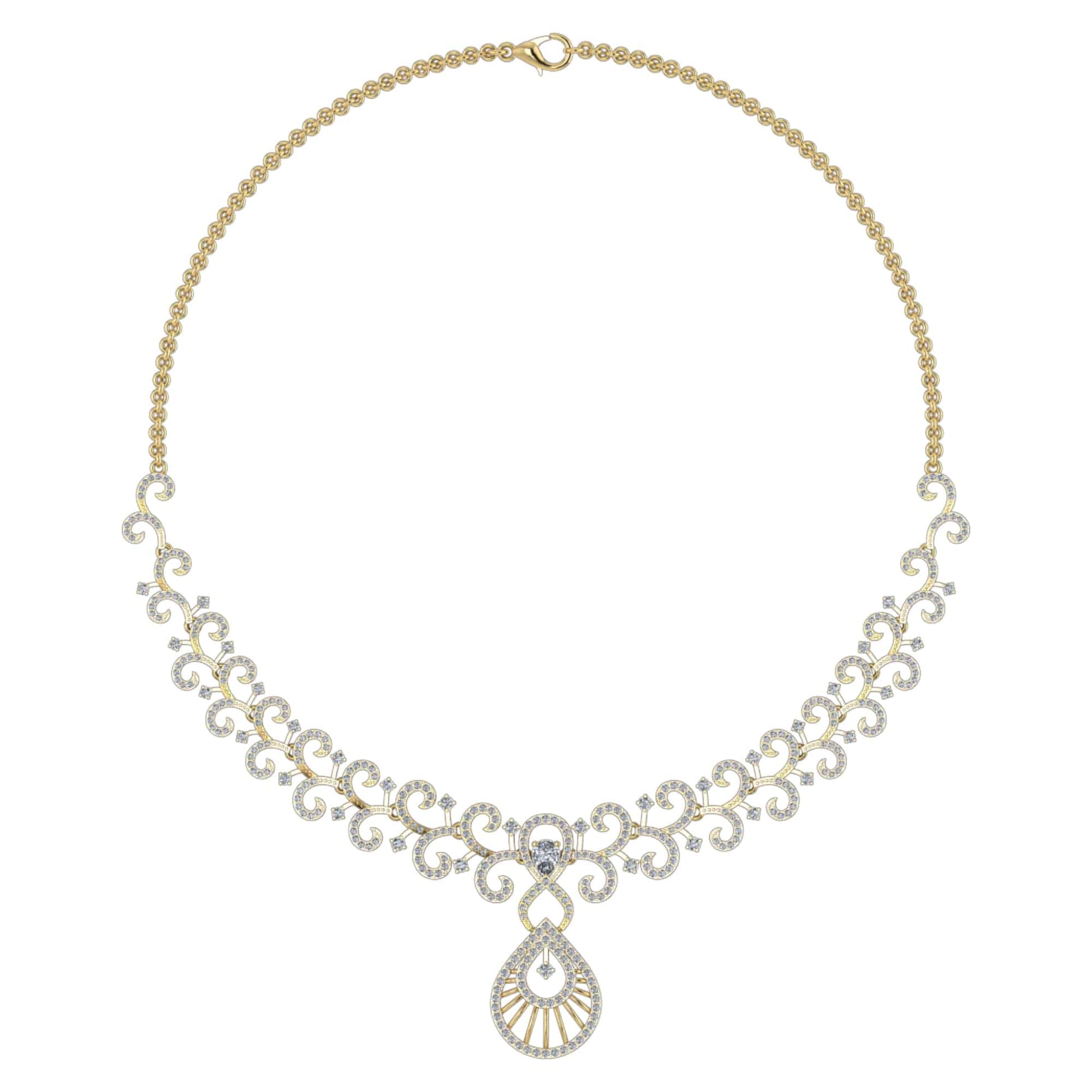 18k Diamond Fancy Swirl Necklace 23.36g