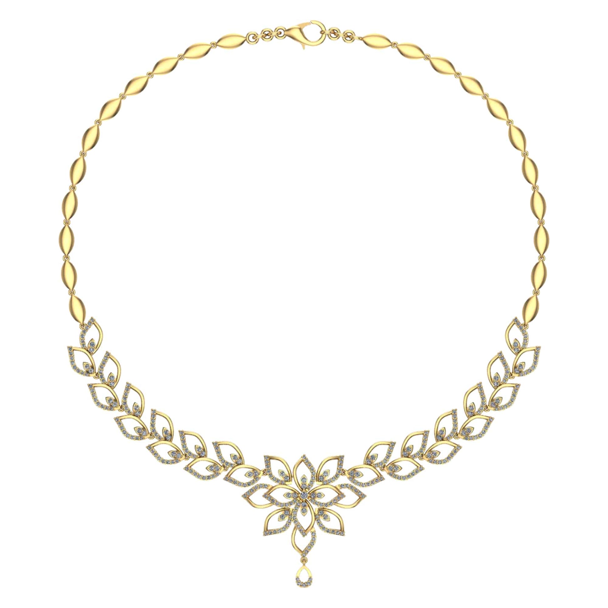18k Diamond Leaf Style Necklace 25.10g