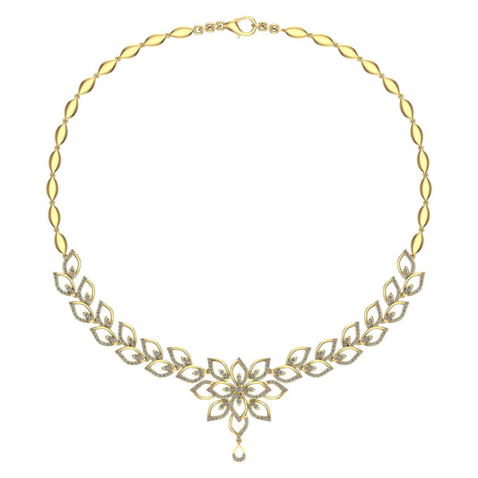 18k Diamond Leaf Style Necklace 25.10g