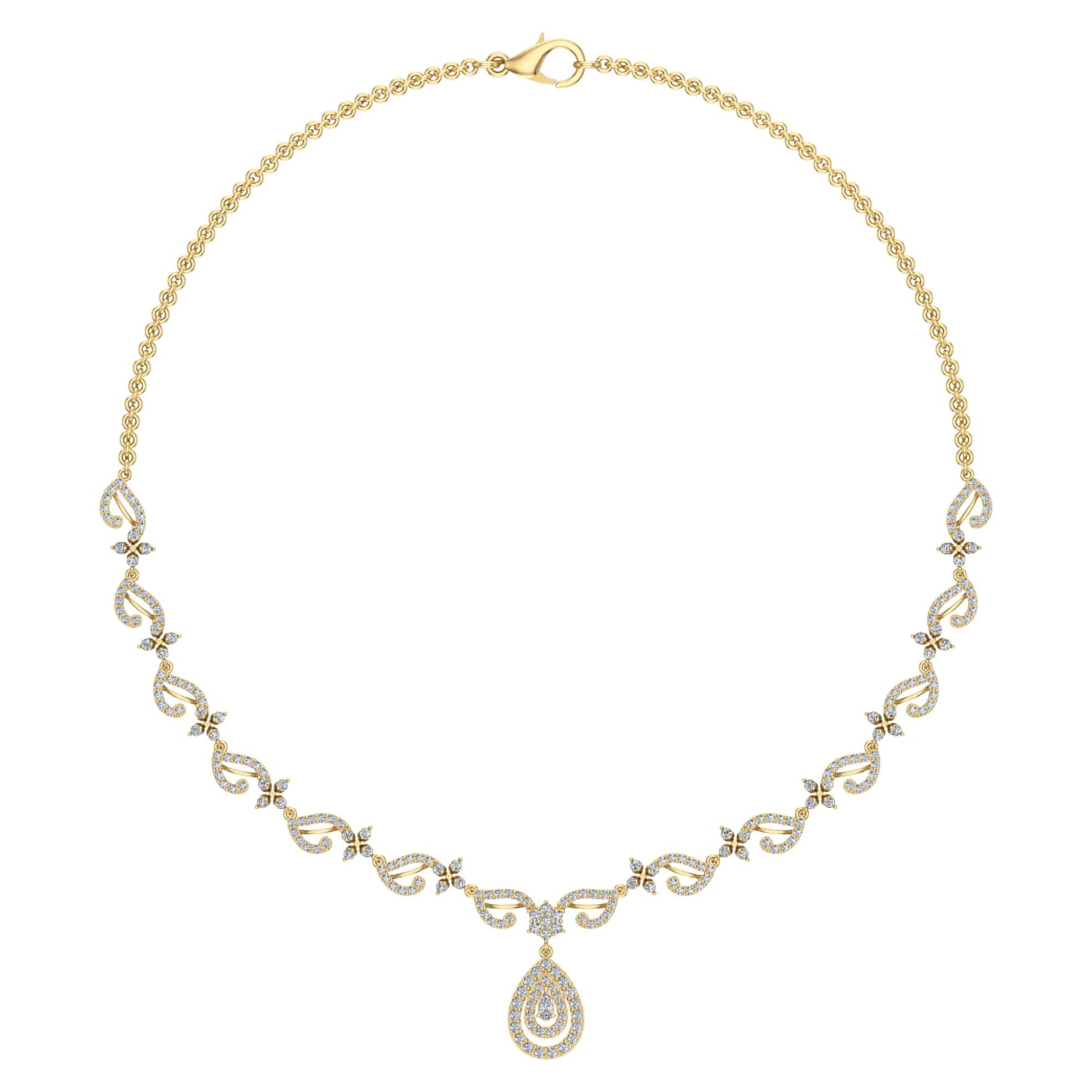 18k Diamond Leaf Detail Necklace 9.71g