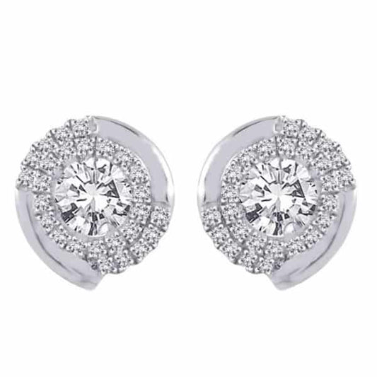 18k Spiral Diamond Earrings 4.72g