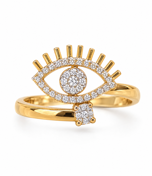 18k Diamond Evil Eye Ring - 2.62g