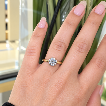 18k Diamond Solitaire Hidden Halo Engagement Ring - 4.75g