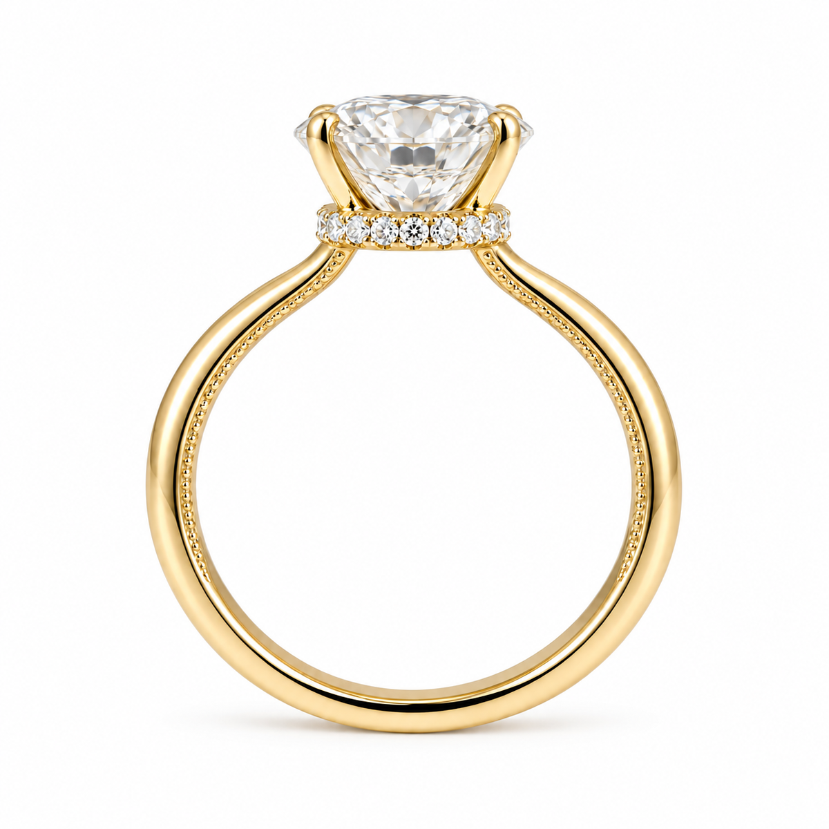 18k Diamond Solitaire Hidden Halo Engagement Ring - 4.75g