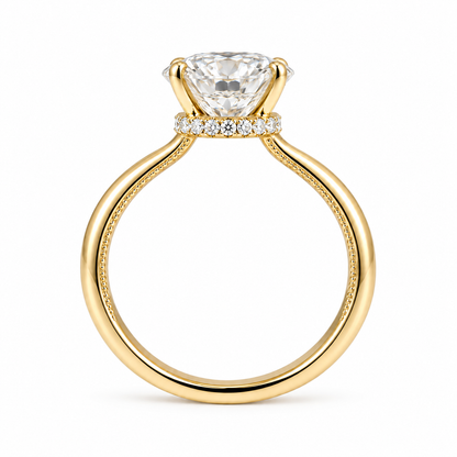 18k Diamond Solitaire Hidden Halo Engagement Ring - 4.75g