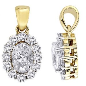 18k Oval Diamond Pendant 1.90g