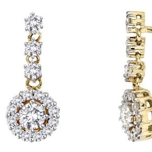 18k Drop Halo Diamond Earrings 3g