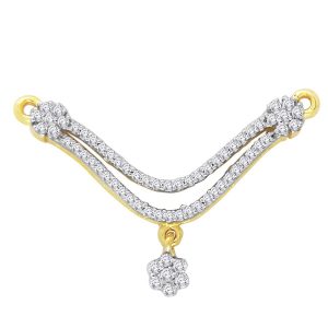 18k Double Layered Floral Drop Diamond Pendant 2.59g