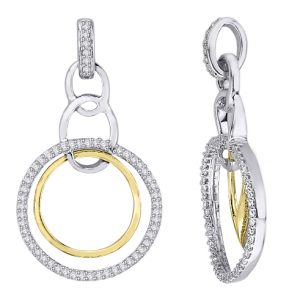 18k Circle Drop Two Tone Diamond Pendant 3.53g