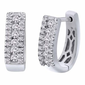 18k Drop Hoop Fancy Diamond Earrings 4.29g