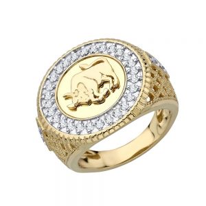 18k Diamond Taurus Sign Ring 10.61g